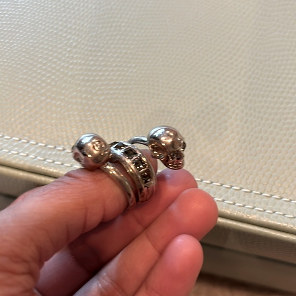 Alexander Mcqueen Crystal Double Skull Ring - Picture 1 of 9